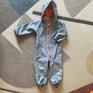 Kids Hooded One Piece in Gray with Pink Accents